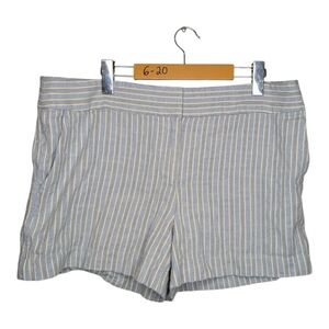 LOFT Women's Size 12 100% Cotton Blue Yellow Striped Riviera Short